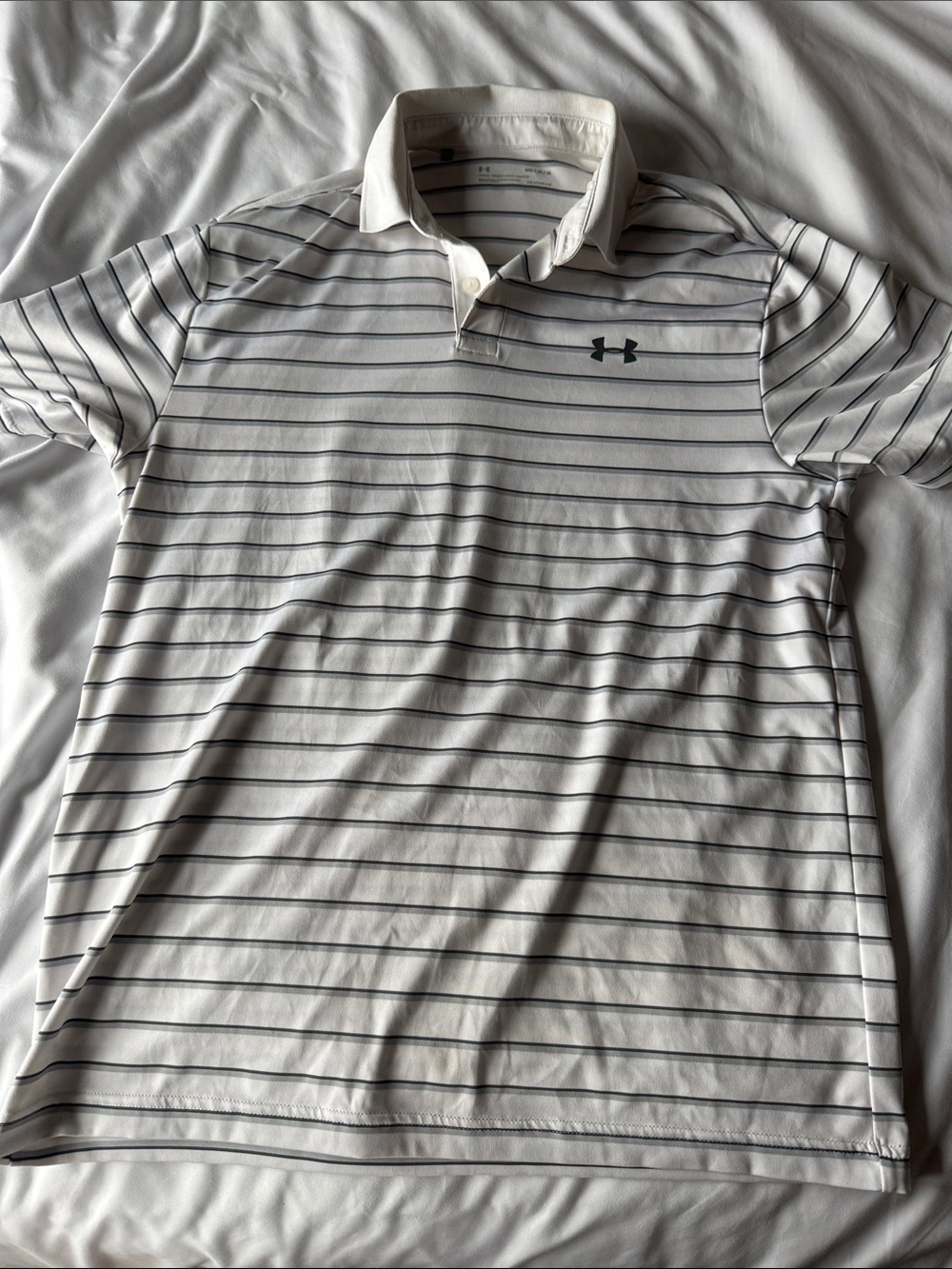 Under Armour White Stripe golf polo Medium